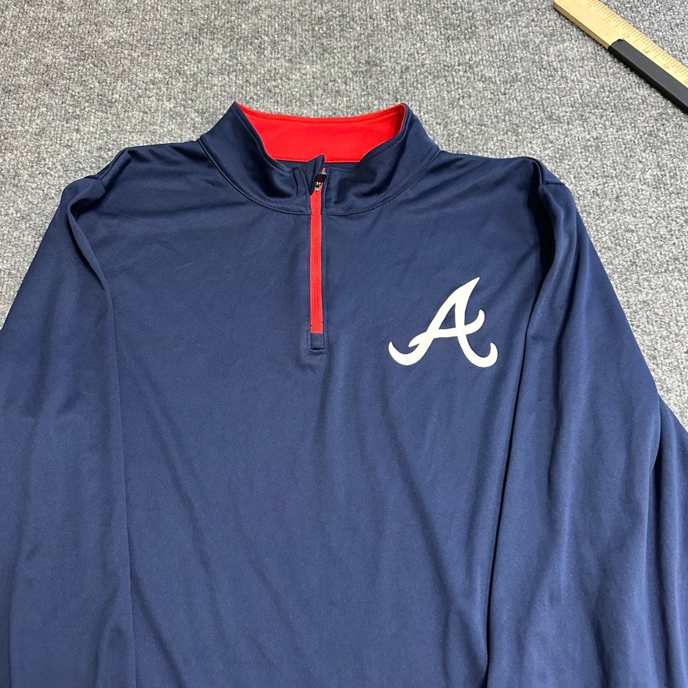Fanatics Pullover Womens Size XL Navy Blue Atlanta Braves MLB Quarter Zip Sporty